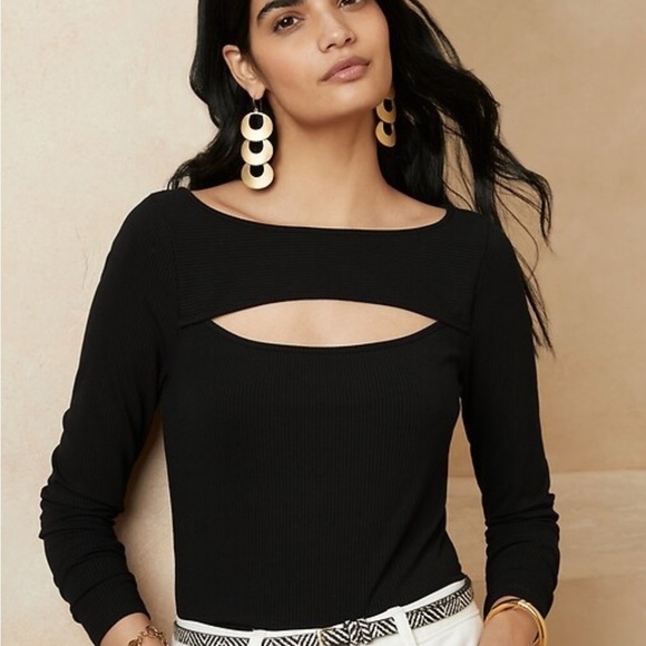 BANANA REPUBLIC TOP S PETITE BOATNECK CUT OUT SEXY CHIC DRESSY - Picture 1 of 11